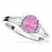 oval rosa zirkon ring i rhodinerat silver