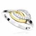 Elegant vit zirkon ring i rhodinerat silver med förgyllt silver