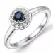 rund safir diamantring i 14  karat vitguld 0,30 ct 0,13 ct