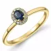 oval safir diamantring i 14  karat guld 0,25 ct 0,05 ct