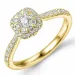 fyrkantigt diamantring i 14  karat guld 0,10 ct 0,44 ct