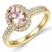 morganit diamantring i 14  karat guld 1,28 ct 0,53 ct