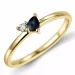 Safir diamantring i 14  karat guld 0,22 ct 0,04 ct