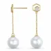 långa pärla briljiantöronringar i 14 karat guld med diamant 