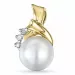 Runt pärla diamantberlocker i 14  carat guld- och vitguld 0,02 ct