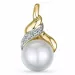 Runt pärla diamantberlocker i 14  carat guld- och vitguld 0,01 ct