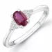 oval rubin diamantring i 14  karat vitguld 0,63 ct 0,10 ct