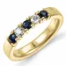 kraftfull blå safir alliancring i 14 karat guld 2 x 0,10 ct 0,40 ct