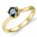 elegant sort diamant solitärring i 9 karat guld 0,52 ct