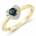 hjärta safir diamantring i 14  karat guld 0,45 ct 0,159 ct