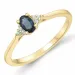 safir diamantring i 14  karat guld 0,35 ct 0,03 ct