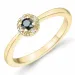 elegant sort diamant briljantring i 14  karat guld 0,11 ct 0,02 ct