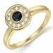 rund safir briljantring i 14  karat guld 0,306 ct 0,132 ct