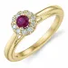 rubin diamantring i 14  karat guld 0,306 ct 0,15 ct