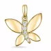 fjärilar diamant hängen i 14  carat guld 0,05 ct