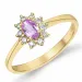 rosa safir rosettring i 14  karat guld 0,35 ct 0,11 ct