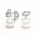 hjärta vita pärla briljiantöronringar i 14 karat vitguld med diamant 