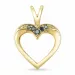 hjärta svart diamant hängen i 14  carat guld 0,05 ct