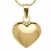 12 x 17 mm hjärta hängen med halskedja i förgyllt silver med hängen i 8 karat guld