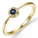 rund safir diamantring i 14  karat guld 0,02 ct 0,163 ct