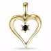 hjärta sort diamant hängen i 14  carat guld 0,07 ct