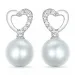 hjärta pärla örhängestift i 14 karat vitguld med diamant 