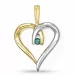 hjärta smaragd hängen i 14  carat guld- och vitguld 0,04 ct