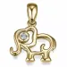 Elefant diamant guldberlocker i 14  carat guld 0,01 ct