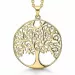 25 mm støvring design livets träd halskedja med berlocker i förgyllt silver