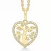 Støvring Design livets träd zirkon halskedja med berlocker i 8 karat guld med forgylld silverhalskedja vit zirkon