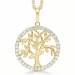 20 mm Støvring Design livets träd zirkon hängen med halskedja i 8 karat guld med forgylld silverhalskedja vit zirkon
