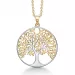 Støvring Design livets träd halskedja med berlocker i förgyllt silver med rhodinerat silver
