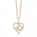 Støvring Design hjärta halskedja med berlocker i 14 karat guld med forgylld silverhalskedja vit zirkon