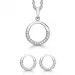 Støvring Design runt smycke set i rhodinerat silver vit zirkon