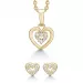 Støvring Design hjärta smycke set i förgyllt silver vit zirkon