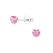4 mm hjärta rosa zirkon örhängestift i silver - Little Ones