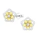blommor zirkon barnörhängen i silver med förgyllt silver - Little Ones