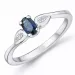 oval blå safir ring i 14  karat vitguld 0,008 ct 