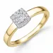 fyrkantigt diamant ring i 14  karat guld- och vitguld 0,20 ct 0,10 ct