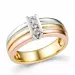 diamant ring i 14 karat gul-, vit- och rödguld 0,153 ct