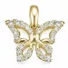 fjärilar diamant hängen i 14  carat guld 0,134 ct