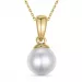 6 mm pärla halsband i förgyllt silver med hängen i 14 karat guld