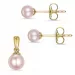 rosa pärla set med örhängen och hängen i 14 karat guld