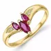 V rubin diamantring i 9 karat guld 0,01 ct 0,54 ct