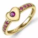 Hjärta rubin ring i 9 karat guld 0,27 ct