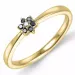 blommor sort diamant ring i 9 karat guld 0,01 ct 0,05 ct
