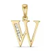 bokstav W diamant hängen i 9 carat guld 0,03 ct