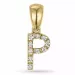 Bokstav p diamant hängen i 9 carat guld 0,06 ct