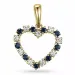 hjärta safir diamantberlocker i 9 carat guld 0,20 ct 0,29 ct