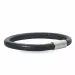 sort läder armband i stål x 6 mm